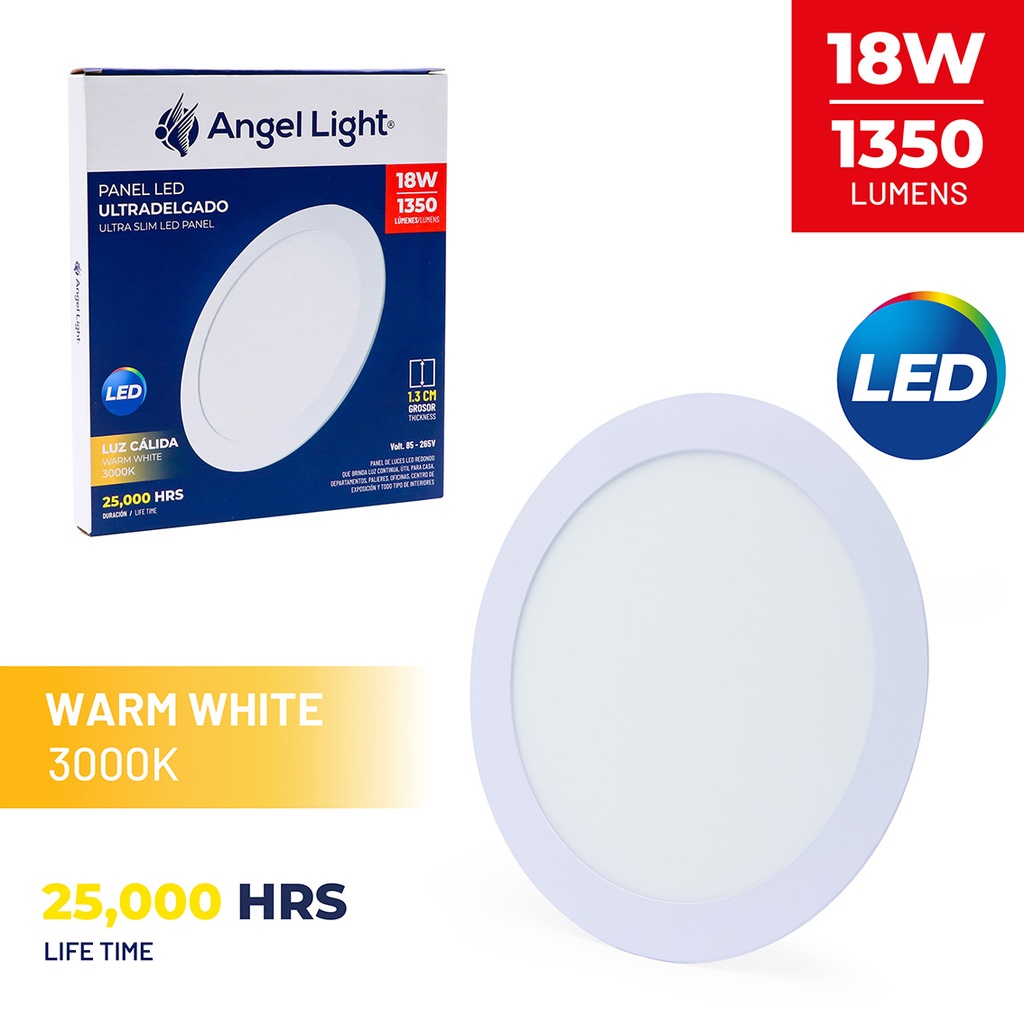 LED round recessed panel light 221mm 18w 3000K white