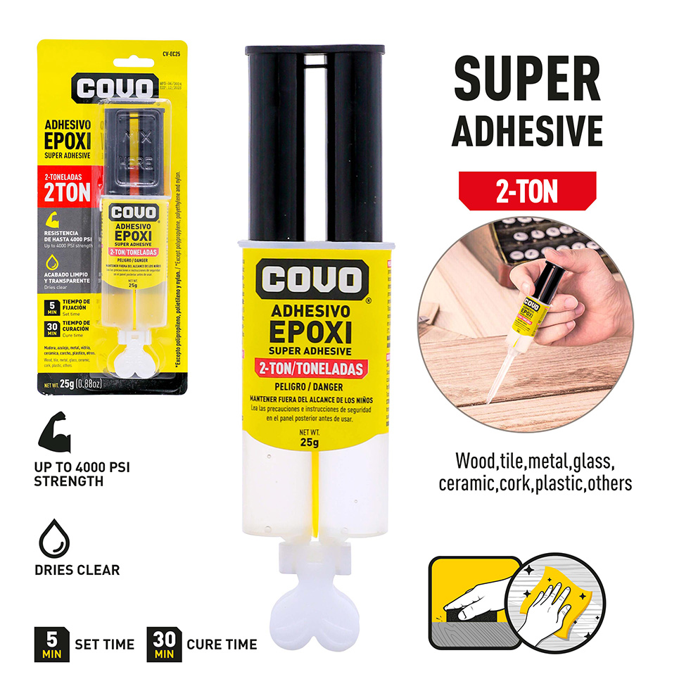 EPOXY ADHESIVE / 2-TON / 4000 PSI STRENGTH / 5 MIN SET / 30 MIN CURE / 25G / 1 PIECE