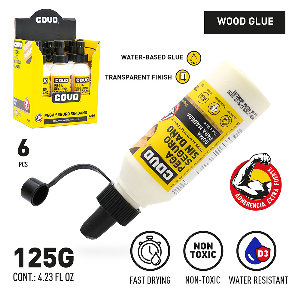WOOD GLUE / Acrylic based / FAST DRYING / 125G / White / NON-TOXIC / 6 PIECES