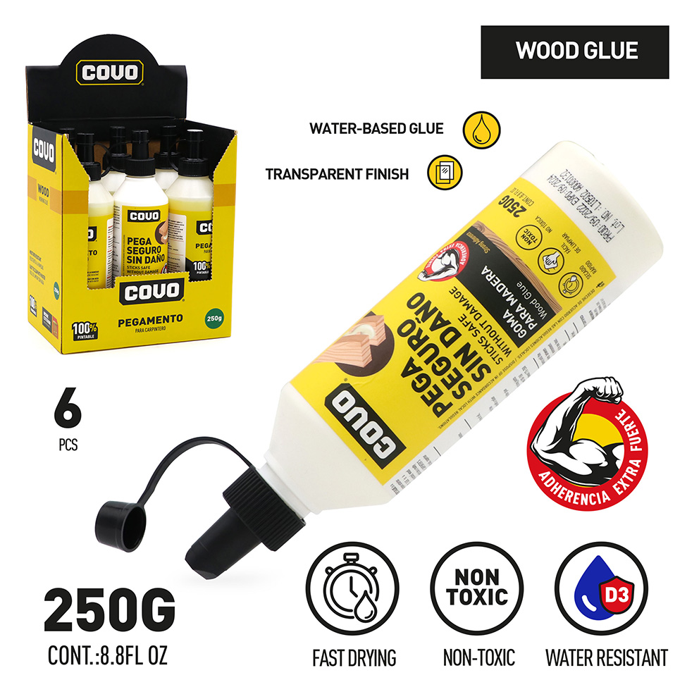 WOOD GLUE /Acrylic based / FAST DRYING / 250G / White/ NON-TOXIC / 6 PIECES