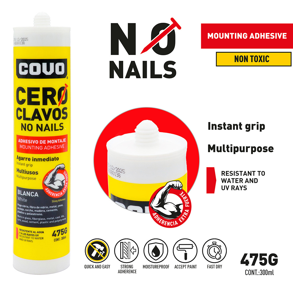 MOUNTING ADHESIVE / MULTI-USE / INSTANT GRIP / NON-TOXIC / 300 ML / 1 PIECE