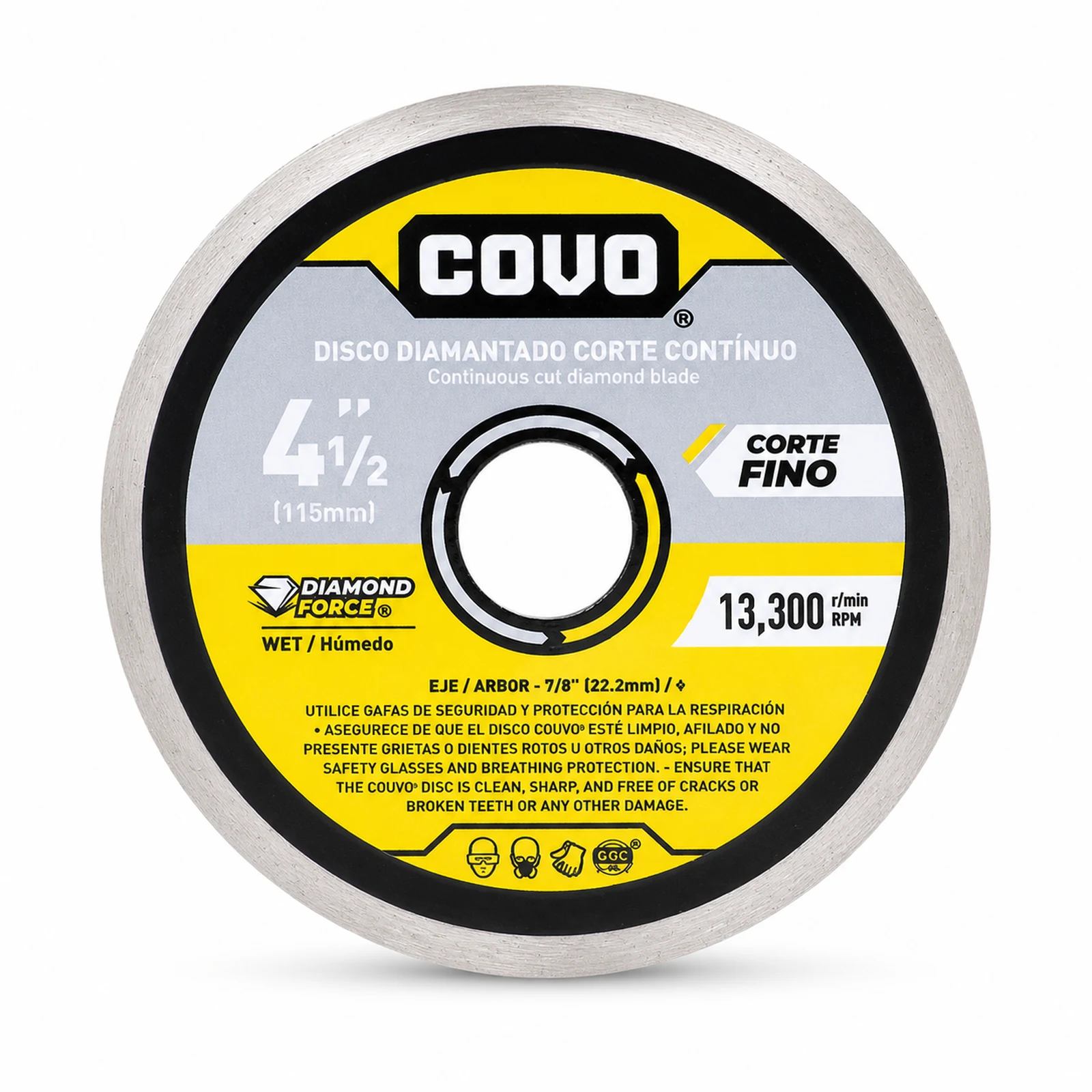 Continuous Rim Diamond Blade / For Smooth Concrete / Wet / 1 Piece / 4 1/2" (115mm)