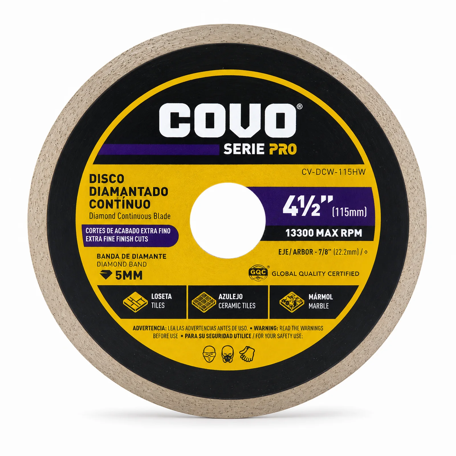 Continuous Rim Diamond Blade / For Fine Cutting / Wet / 1 Piece / 4-½" (115mm)