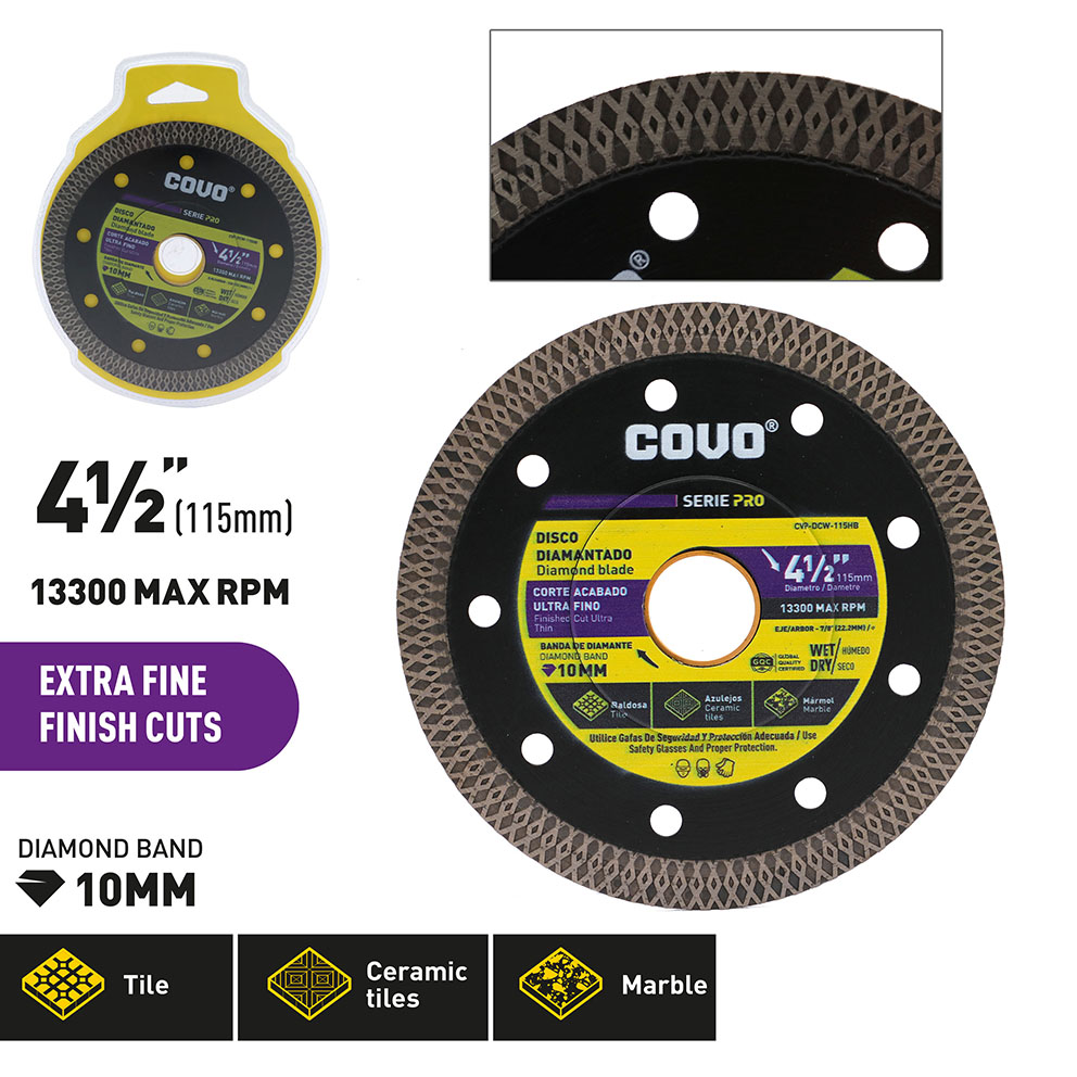 Diamond Mesh Blade / For Fine Cutting / Wet & Dry / 1 Piece / 4-1/2” (115mm)