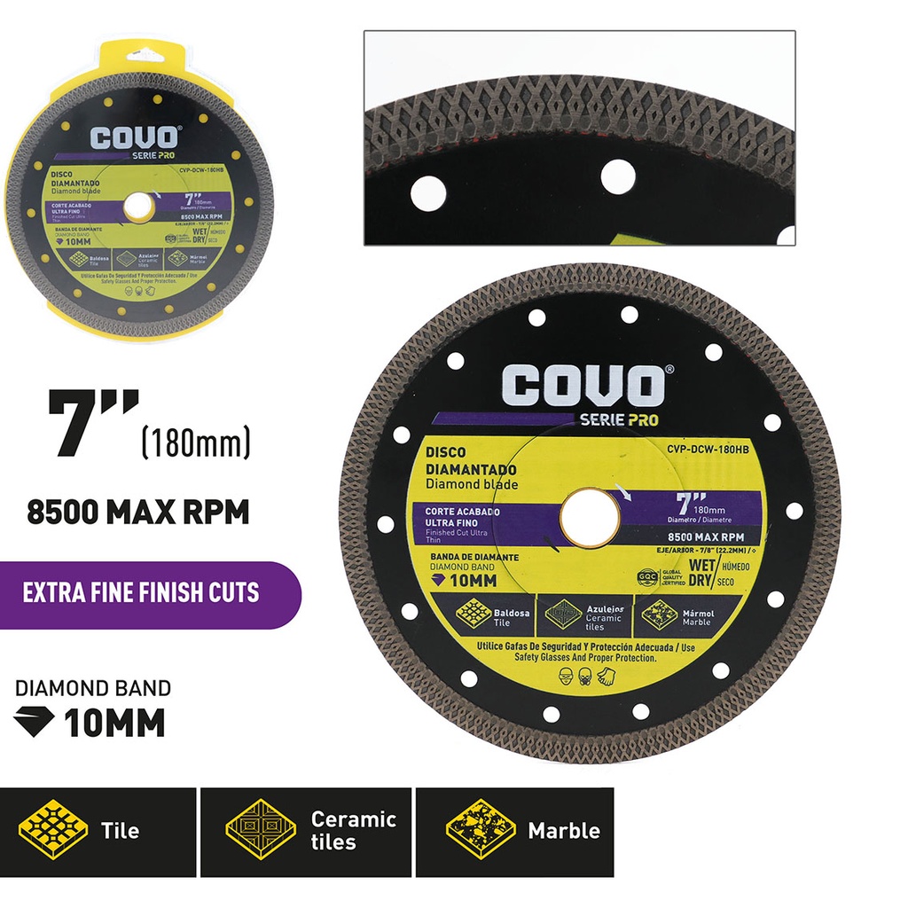 Diamond Mesh Blade / For Fine Cutting / Wet & Dry / 1 Piece / 7” (180mm)