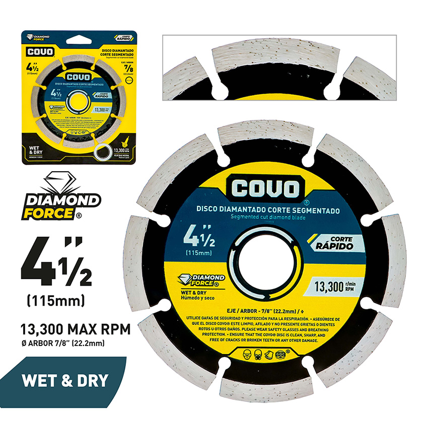 Segmented Diamond Cutting Blade / Wet & Dry / 1 Piece / 4 1/2" (115mm)