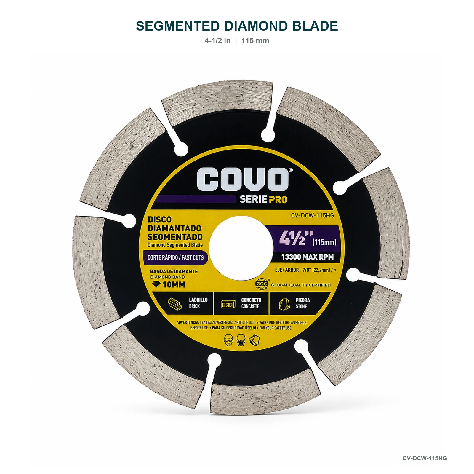 Segmented Diamond Cutting Blade / For Rough Concrete / Pro Series / 1 Piece / 4-1/2" (115mm)