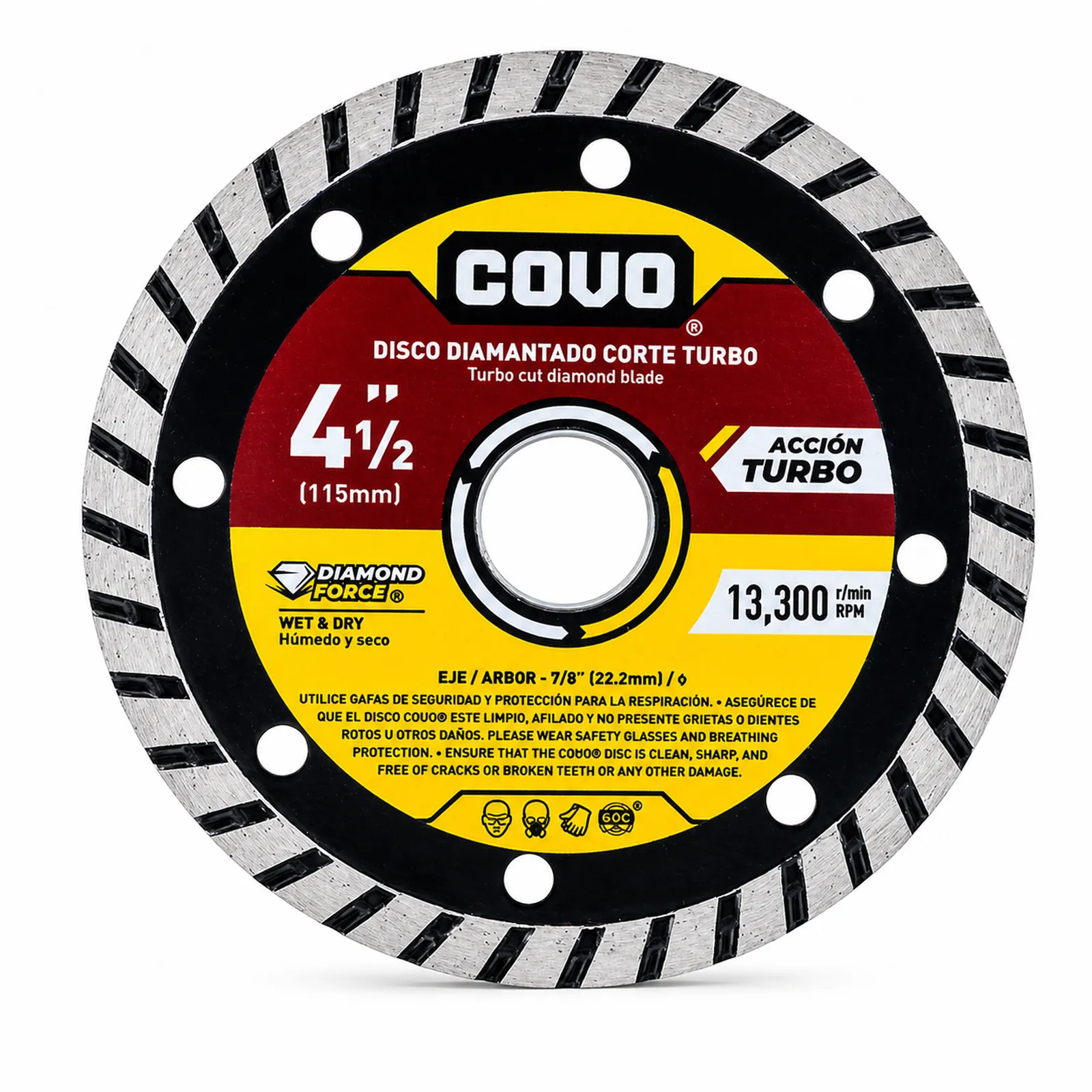 Turbo Diamond Cutting Blade / For Rough Concrete / Wet & Dry / 1 Piece / 4-1/2" (115mm)
