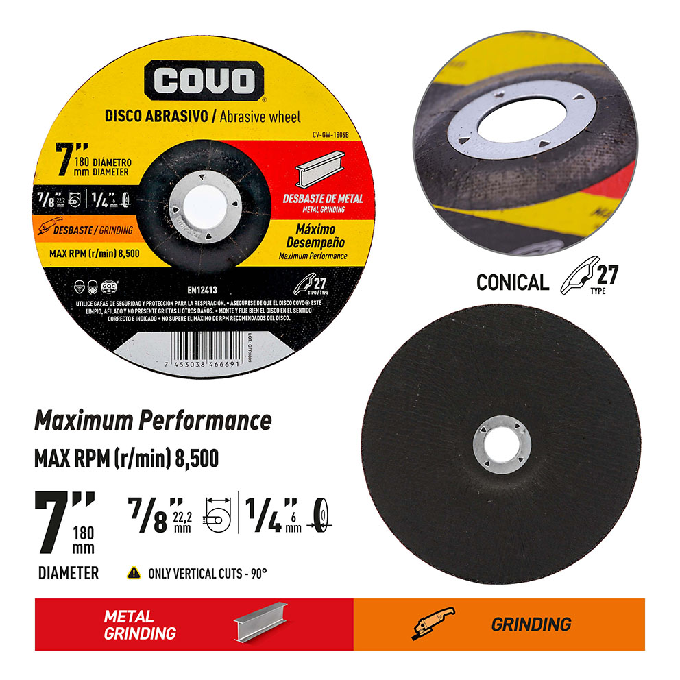 7" Grinding Disc - Metal & INOX