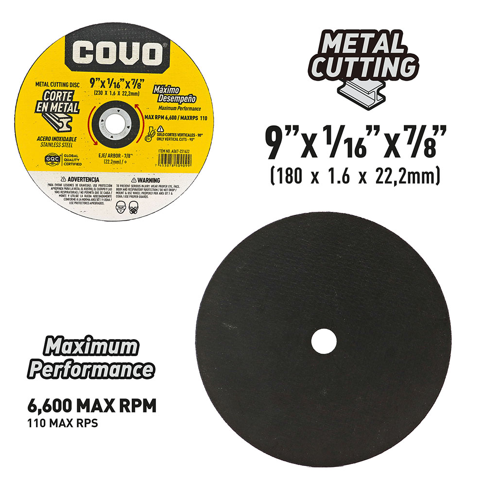 Extra Thin Metal Cutting Disc / 1 Piece / 9"(230mm) / Thickness 1/16"