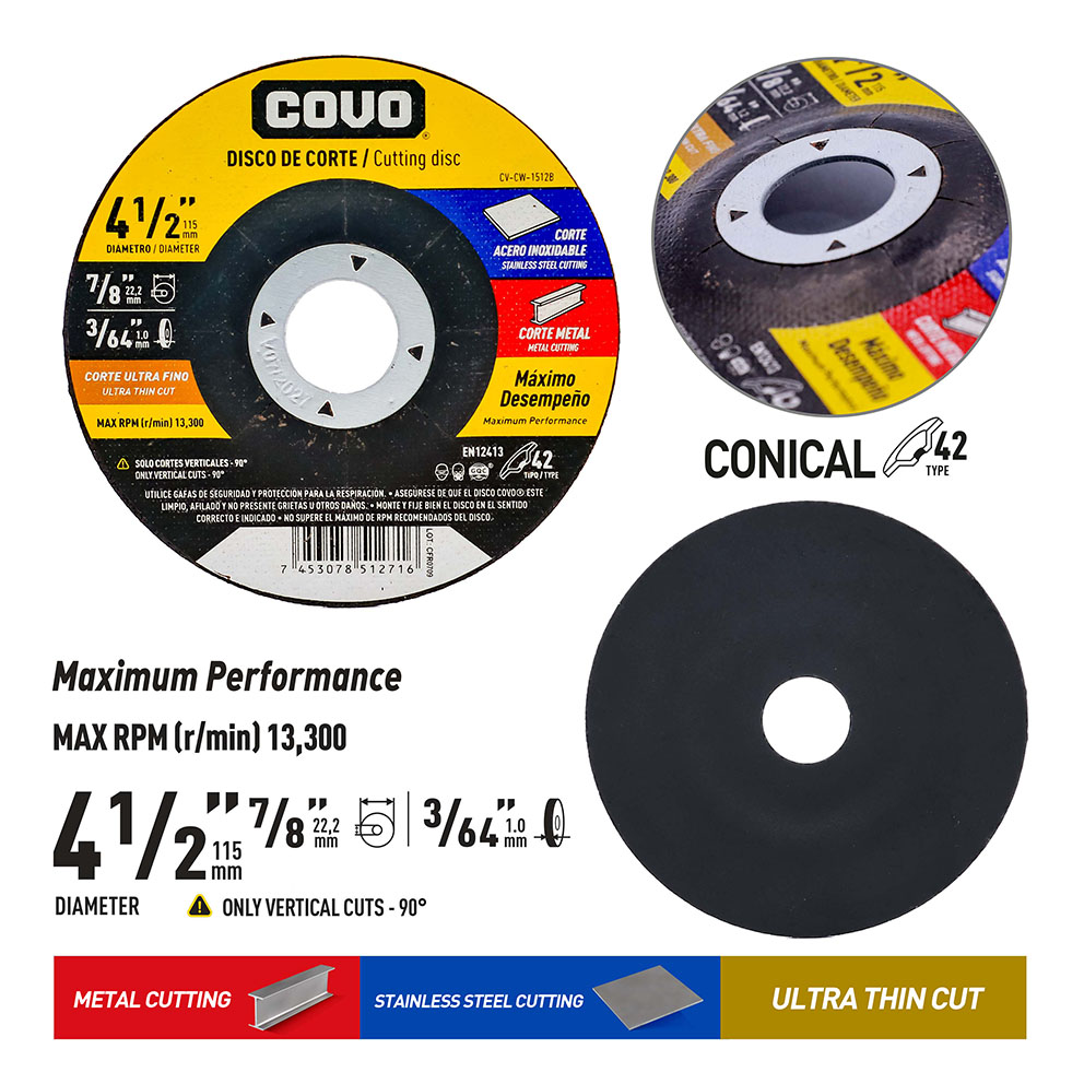 4-1/2" Depressed-Center Cutting Disc - Metal & INOX