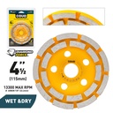 Segmented Diamond Cup Wheel / Concrete Grinding / Wet & Dry / 1 Piece / 4-1/2” (115mm)
