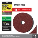 Grinder Sanding Disc / 4-1/2” / Grit 16 / Aluminum Oxide / 5 Pieces / 13,200 RPM