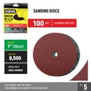 Grinder Sanding Disc / 7” / Grit 100 / Aluminum Oxide / 5 Pieces / 8,500 RPM