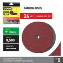 Grinder Sanding Disc / 7" / Grit 24 / Aluminum Oxide / 5 Pieces / 8,500 RPM