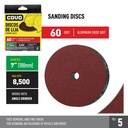 Grinder Sanding Disc / 7" / Grit 60 / Aluminum Oxide / 5 Pieces / 8,500 RPM