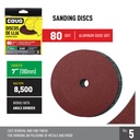 Grinder Sanding Disc / 7" / Grit 80 / Aluminum Oxide / 5 Pieces / 8,500 RPM