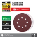 Sanding Disc for Random Orbital Sander / With Holes / 5” / Grit 120 / 5 Pcs
