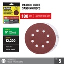 Sanding Disc for Random Orbital Sander / With Holes / 5” / Grit 180 / 5 Pcs