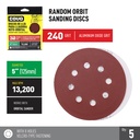 Sanding Disc for Random Orbital Sander / With Holes / 5” / Grit 240 / 5 Pcs