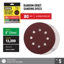 Sanding Disc for Random Orbital Sander / With Holes / 5” / Grit 80 / 5 Pcs