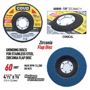 Flap Disc for Stainless Steel Polishing / Zirconia / 4-1/2” X 7/8” / Grit 60