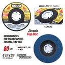 Flap Disc for Stainless Steel Polishing / Zirconia / 4-1/2” X 7/8” / Grit 80