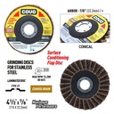 Flap Disc for Surface Conditioning / Stainless Steel / Non-Woven / 4-1/2” x 7/8” / Coarse Grit