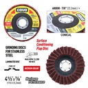 Flap Disc for Surface Conditioning / Stainless Steel / Non-Woven / 4-1/2” x 7/8” / Medium Grit