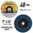 Flap Disc for Stainless Steel Grinding / Zirconia Flap / 7” x 7/8” / Grit 40