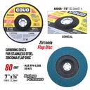Flap Disc for Stainless Steel Grinding / Zirconia Flap / 7” x 7/8” / Grit 80