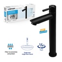 Single Handle Bathroom Faucet - Stainless Steel - Height 30cm - 290g - Black