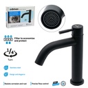 Single Handle Bathroom Faucet - Stainless Steel - Height 17cm - 245g - Black