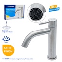 Single Handle Bathroom Faucet - Stainless Steel - Height 17cm - 245g - Satin