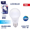 LED Bulb A60 9W 6400K-2 Year Warranty